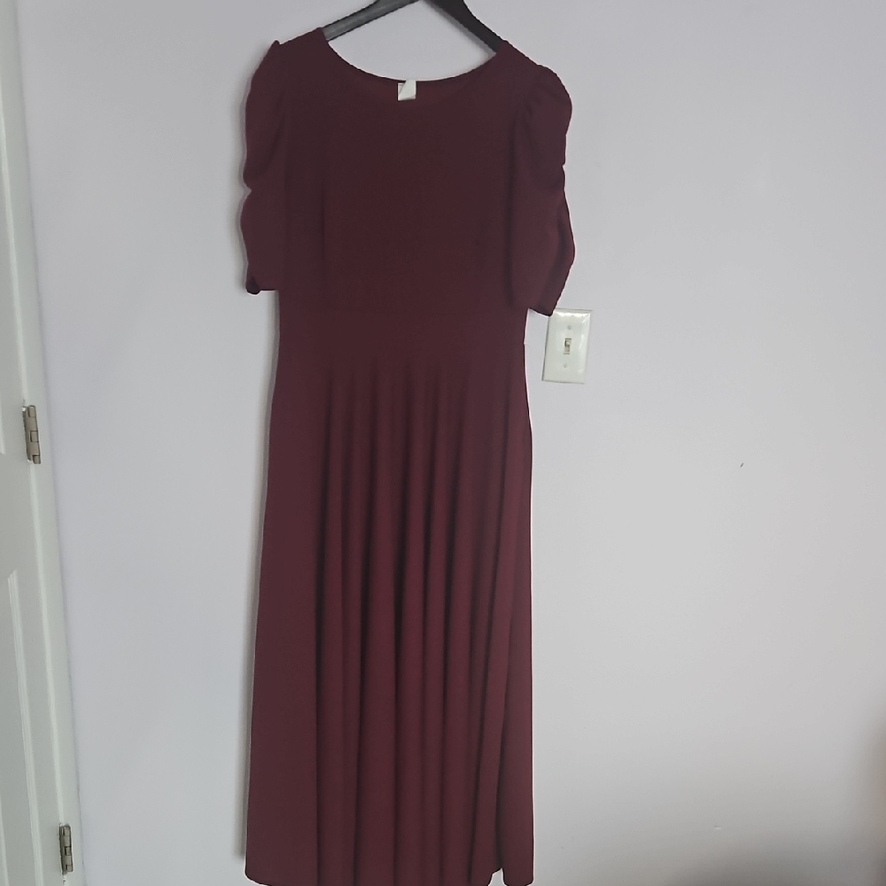 Chic Long Sleeve Burgundy Dress